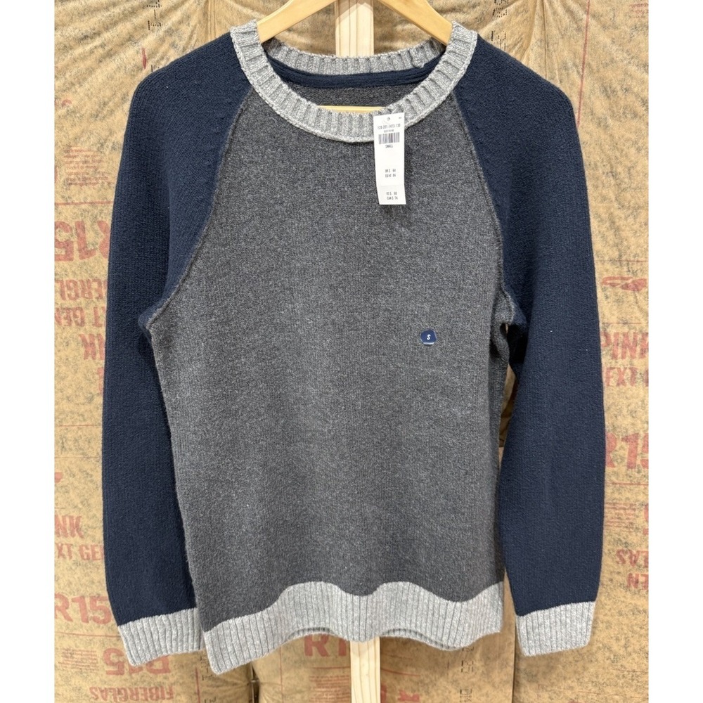 Abercrombie & Fitch A&F Sweater Mens Small Blue Gray Crewneck Raglan Knit New‎